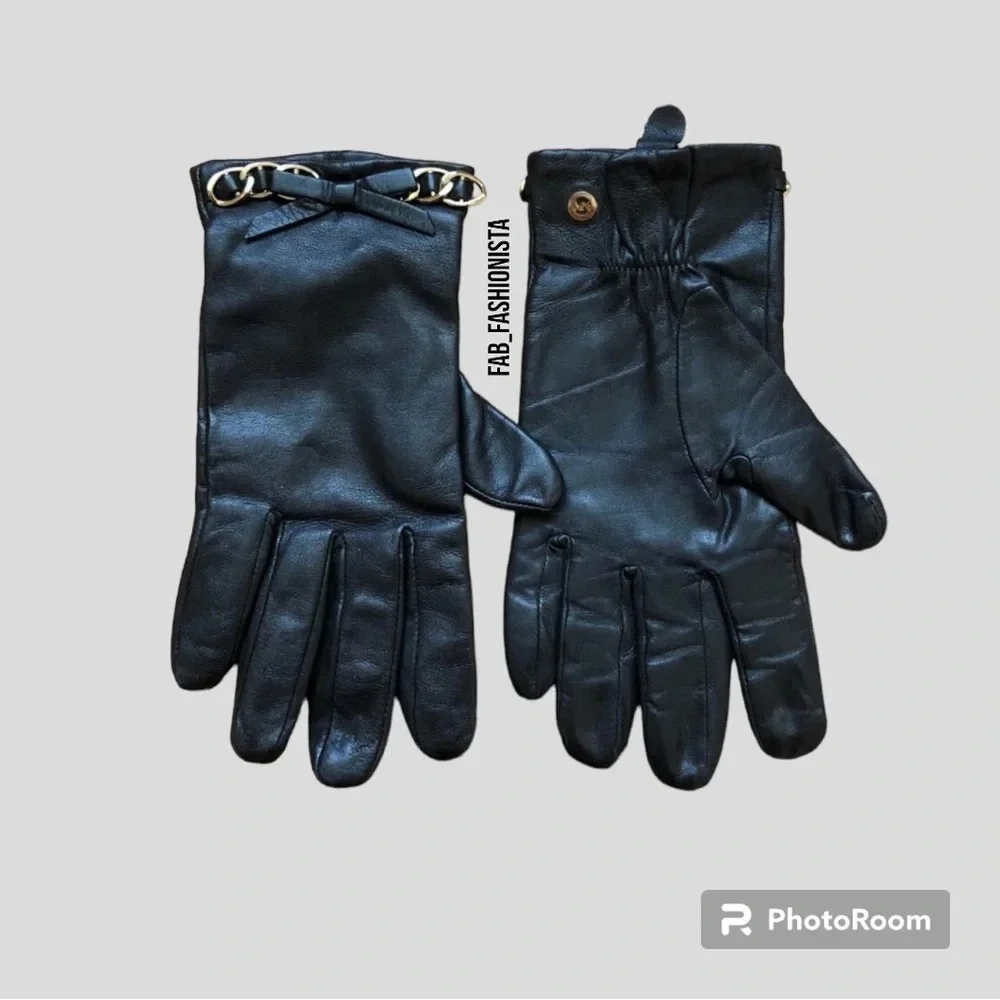 Michael Kors Leather gloves & H&M infinity scarf